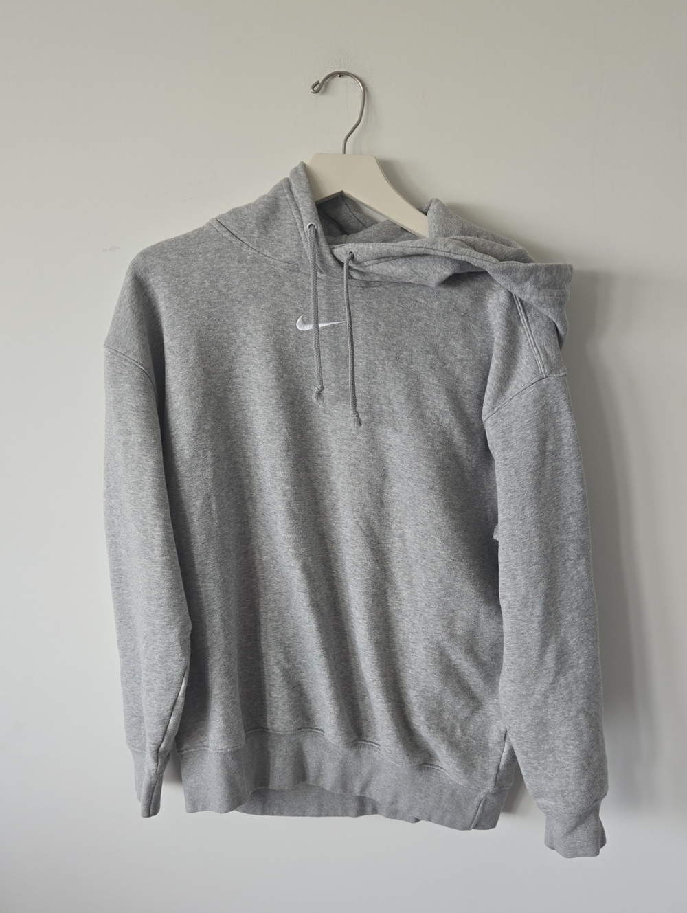 Nike Light Grey Pullover Hoodie with White Swoosh